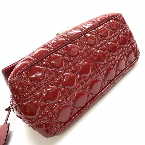 Dior New Rock Cannage Handbag Chain Shoulder Enamel Red - Picture 5 of 9
